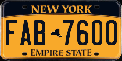 NY license plate FAB7600