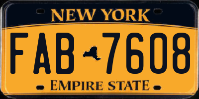 NY license plate FAB7608