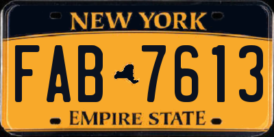 NY license plate FAB7613