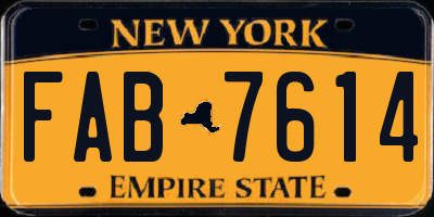 NY license plate FAB7614