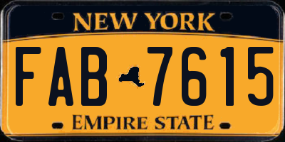 NY license plate FAB7615