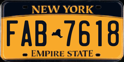 NY license plate FAB7618