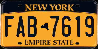 NY license plate FAB7619