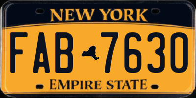 NY license plate FAB7630