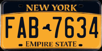 NY license plate FAB7634