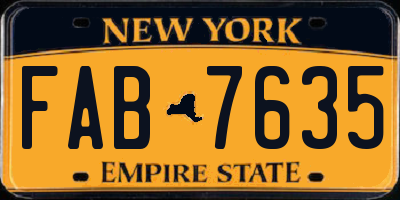 NY license plate FAB7635