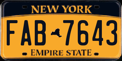 NY license plate FAB7643