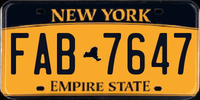 NY license plate FAB7647