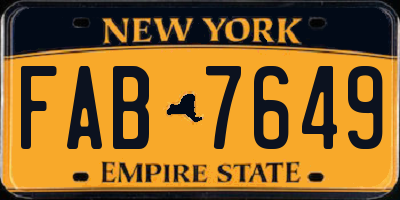 NY license plate FAB7649