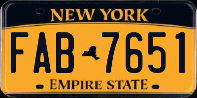 NY license plate FAB7651