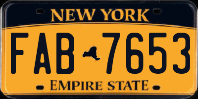 NY license plate FAB7653