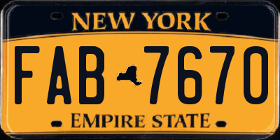 NY license plate FAB7670