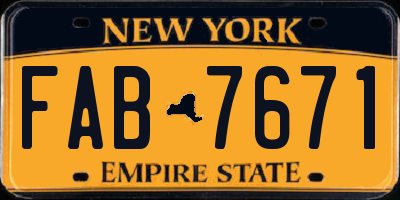 NY license plate FAB7671