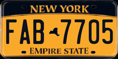 NY license plate FAB7705