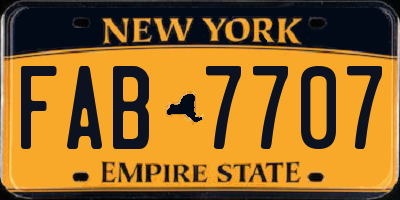 NY license plate FAB7707