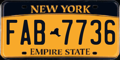 NY license plate FAB7736