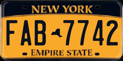 NY license plate FAB7742