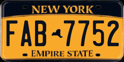 NY license plate FAB7752