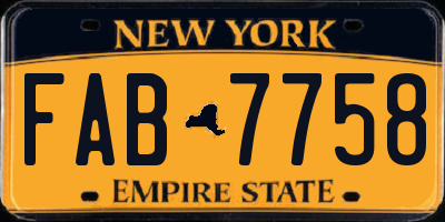 NY license plate FAB7758