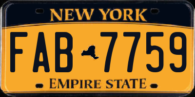 NY license plate FAB7759