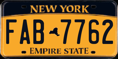 NY license plate FAB7762