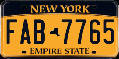 NY license plate FAB7765