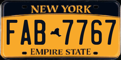 NY license plate FAB7767