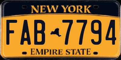 NY license plate FAB7794