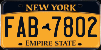 NY license plate FAB7802