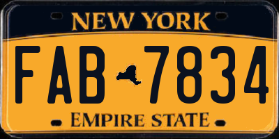 NY license plate FAB7834