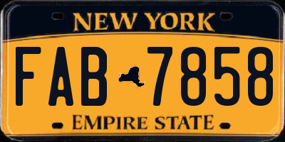 NY license plate FAB7858