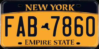 NY license plate FAB7860