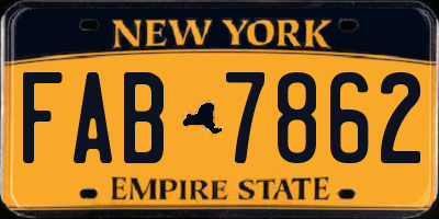 NY license plate FAB7862