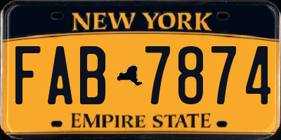 NY license plate FAB7874