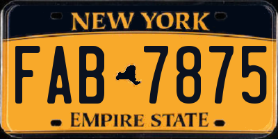 NY license plate FAB7875