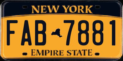NY license plate FAB7881