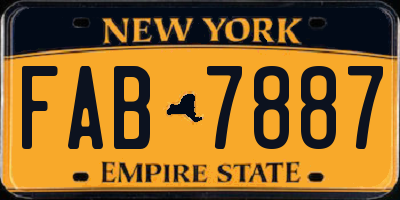 NY license plate FAB7887