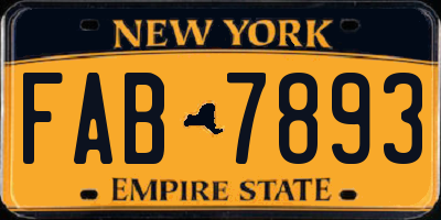NY license plate FAB7893