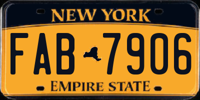 NY license plate FAB7906