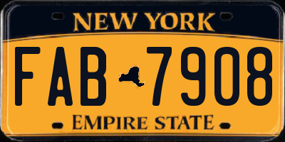 NY license plate FAB7908