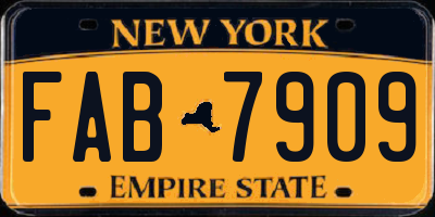 NY license plate FAB7909
