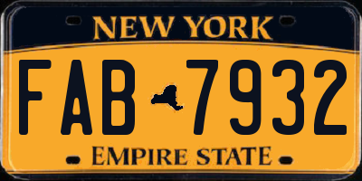 NY license plate FAB7932