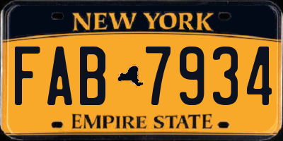 NY license plate FAB7934