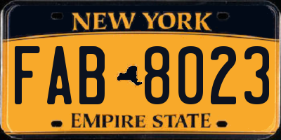 NY license plate FAB8023