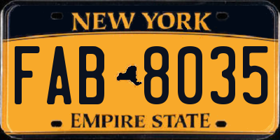 NY license plate FAB8035