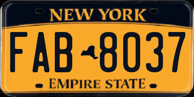 NY license plate FAB8037