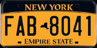 NY license plate FAB8041