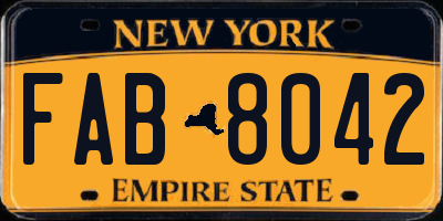 NY license plate FAB8042