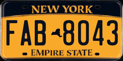 NY license plate FAB8043