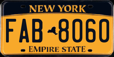 NY license plate FAB8060